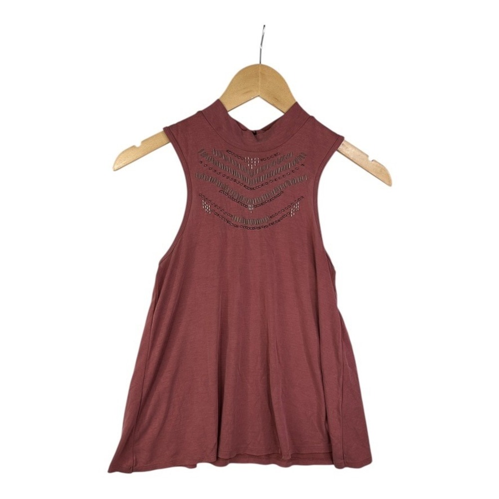 Abercrombie & Fitch‎ dusty red mock neck tank with jeweled detail size XS